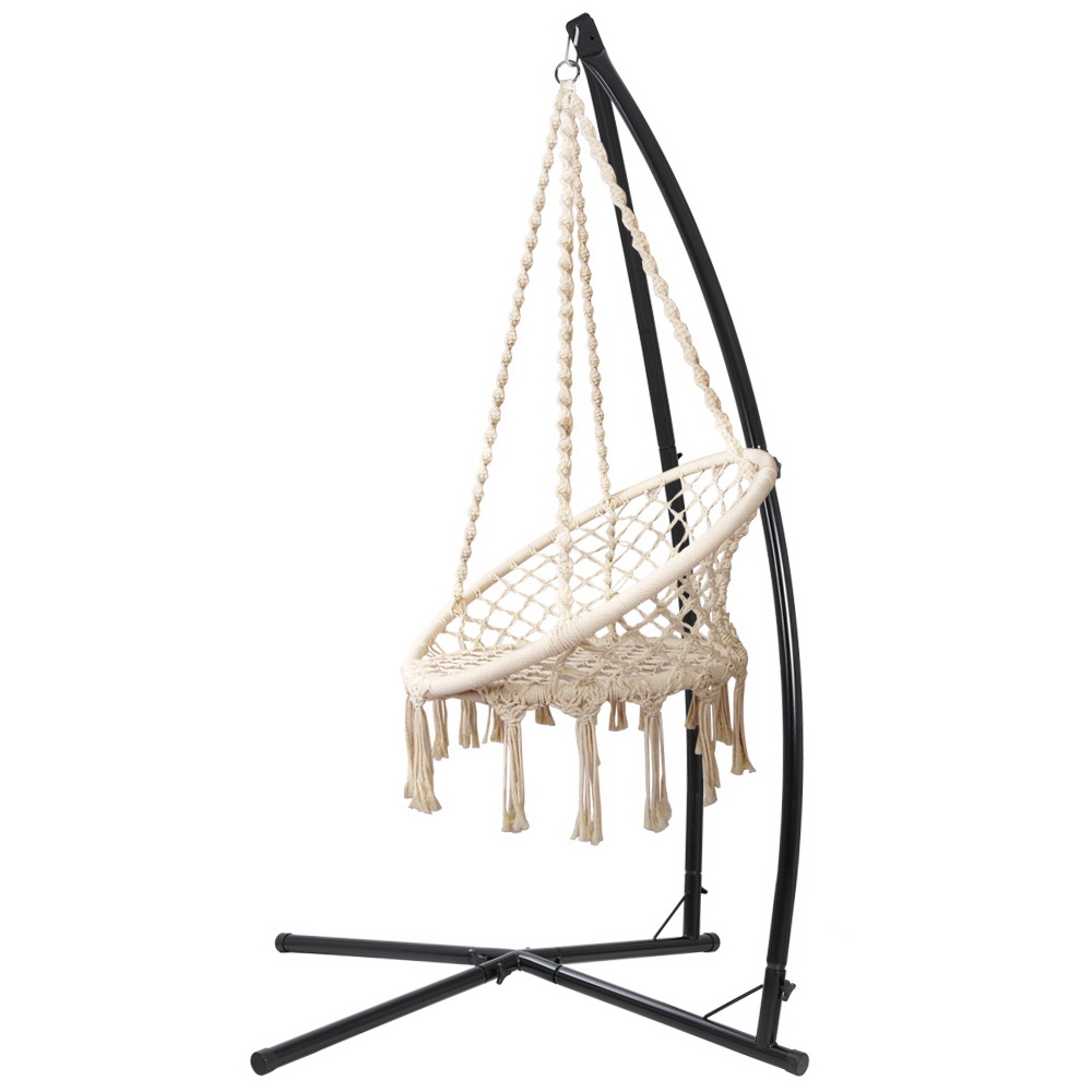 Gardeon Macrame Hammock Chair with Steel Stand view 3
