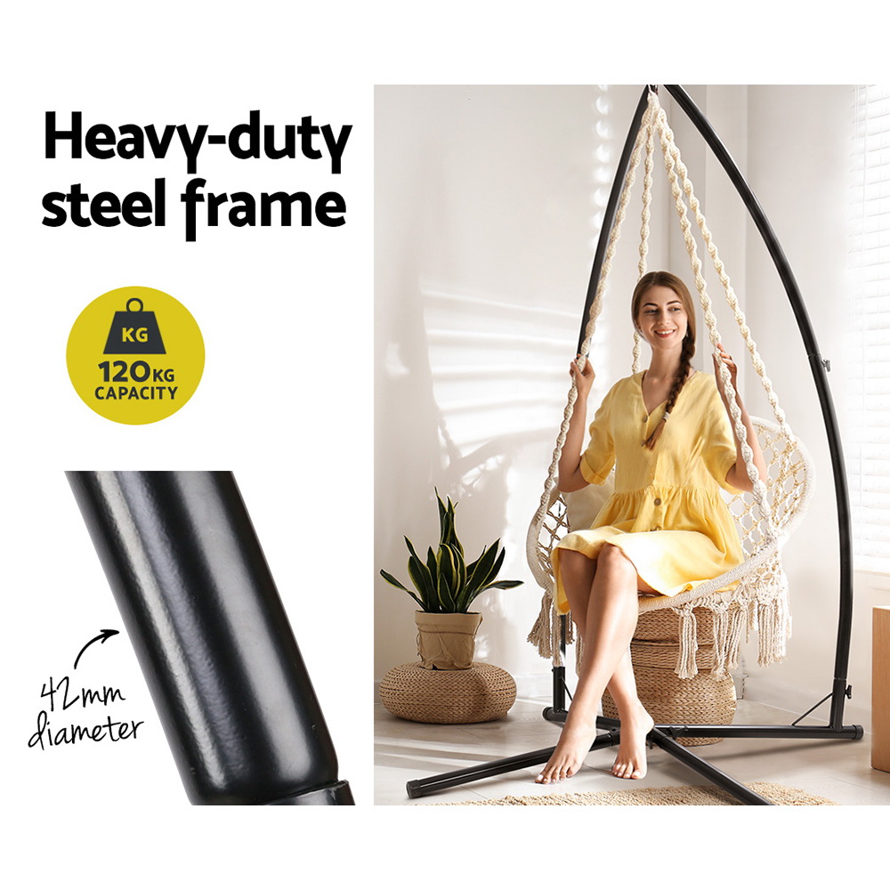 Gardeon Macrame Hammock Chair with Steel Stand view 4