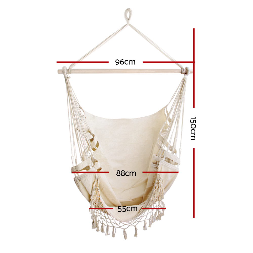 Gardeon Cream Tassel Hammock Chair Swing view 2
