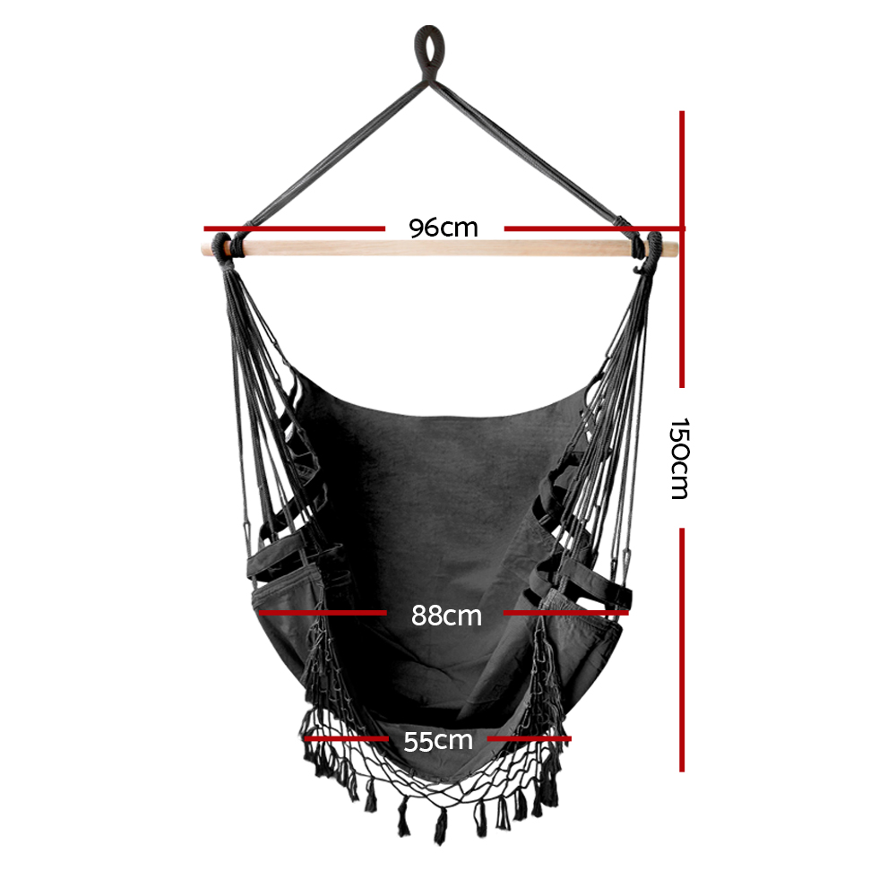 Gardeon Grey Tassel Hammock Chair Swing view 2