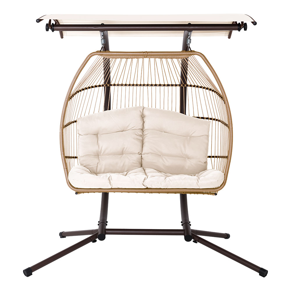 Gardeon 2-Seater Wicker Egg Swing Chair Canopy view 3
