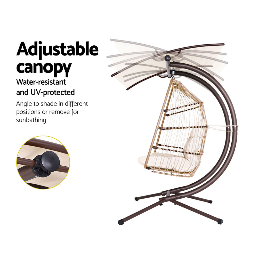 Gardeon 2-Seater Wicker Egg Swing Chair Canopy view 5