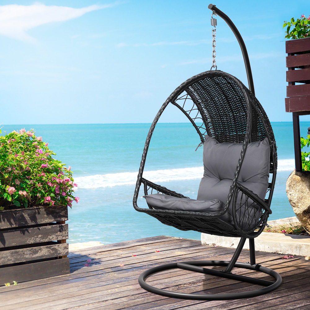 Gardeon Wicker Egg Swing Chair with Armrest
