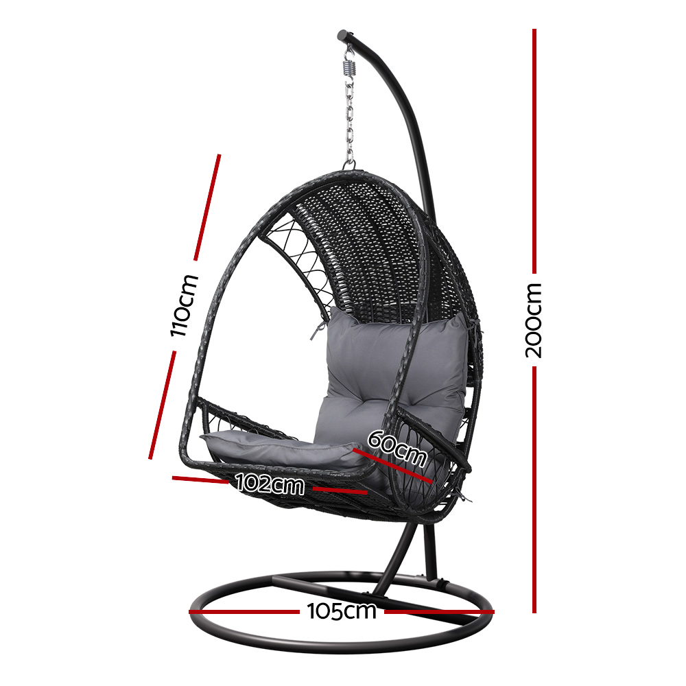 Gardeon Wicker Egg Swing Chair with Armrest view 2