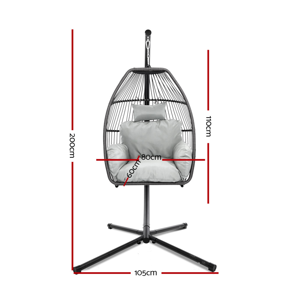 Gardeon Hand-Woven Wicker Egg Swing Chair view 2