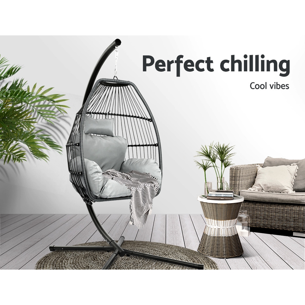 Gardeon Hand-Woven Wicker Egg Swing Chair view 3