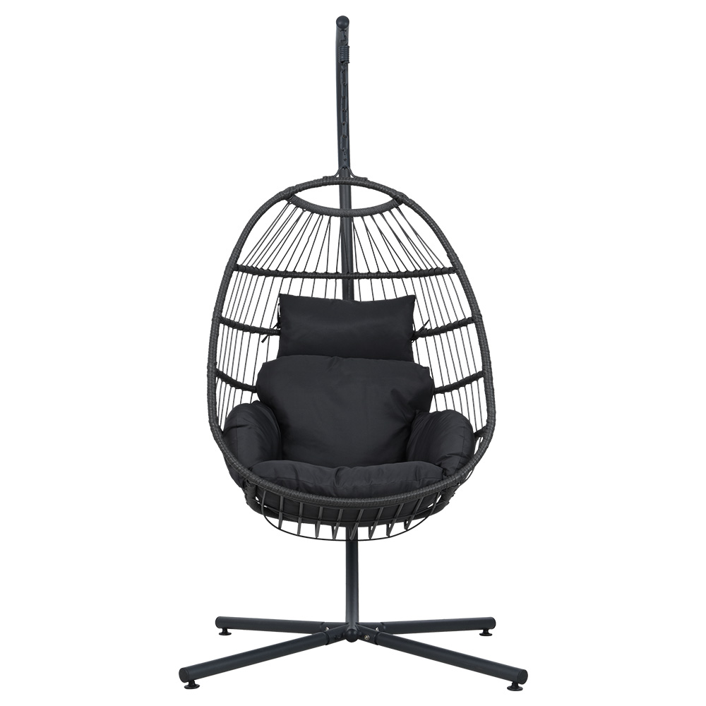 Gardeon Foldable Rope Egg Swing Chair Grey view 3