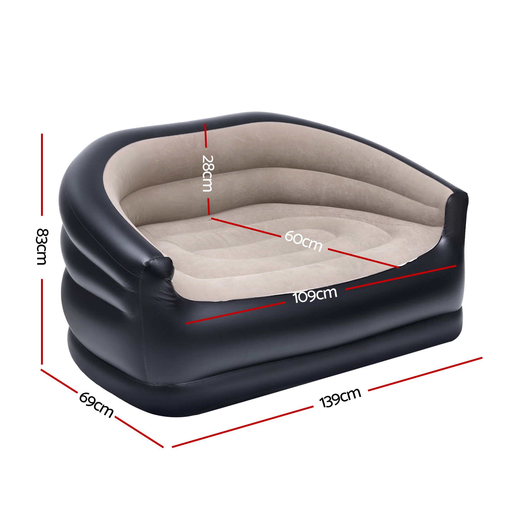 Gardeon Two-Seater Air Sofa with Foot Pump view 2
