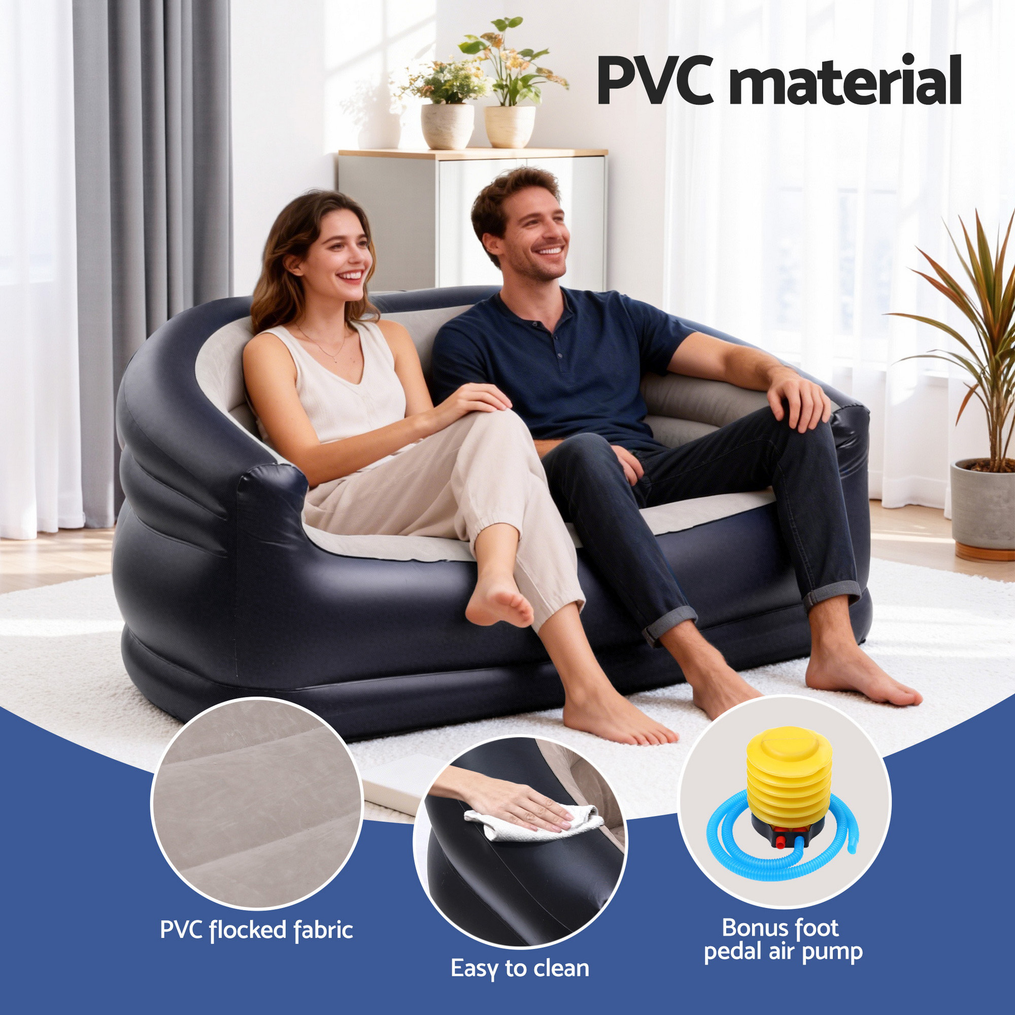 Gardeon Two-Seater Air Sofa with Foot Pump view 4