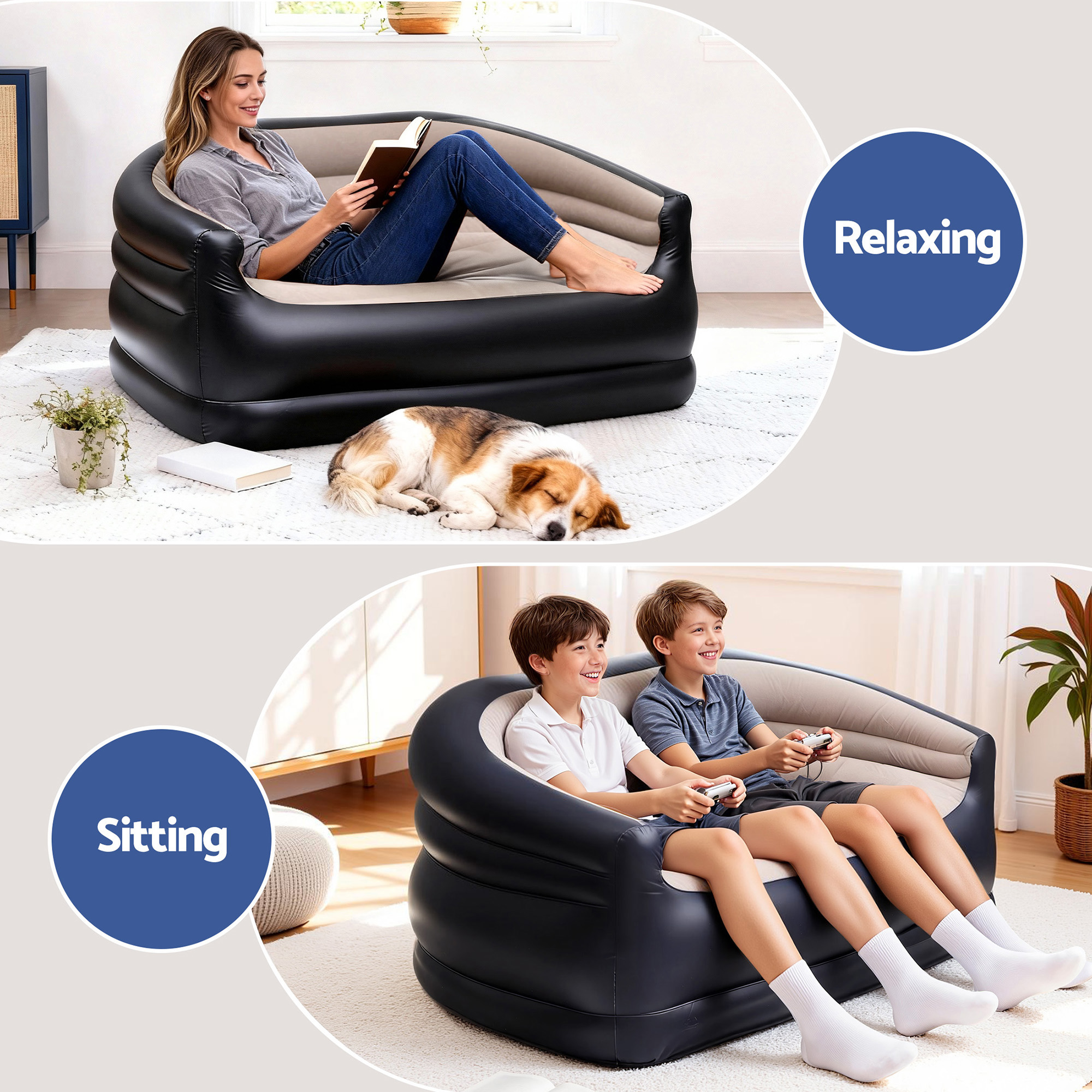 Gardeon Two-Seater Air Sofa with Foot Pump view 5