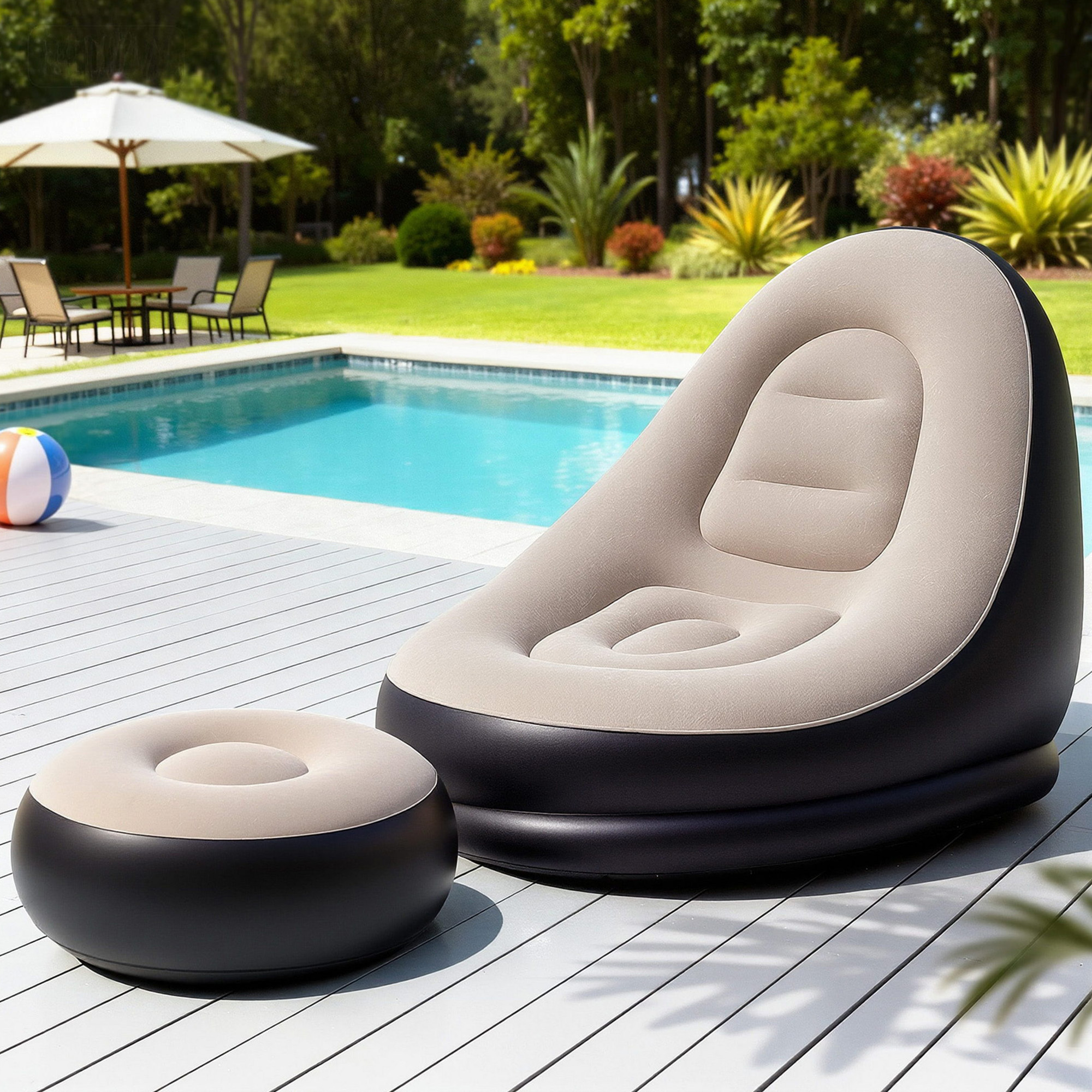 Gardeon Inflatable Chair with Ottoman & Pump