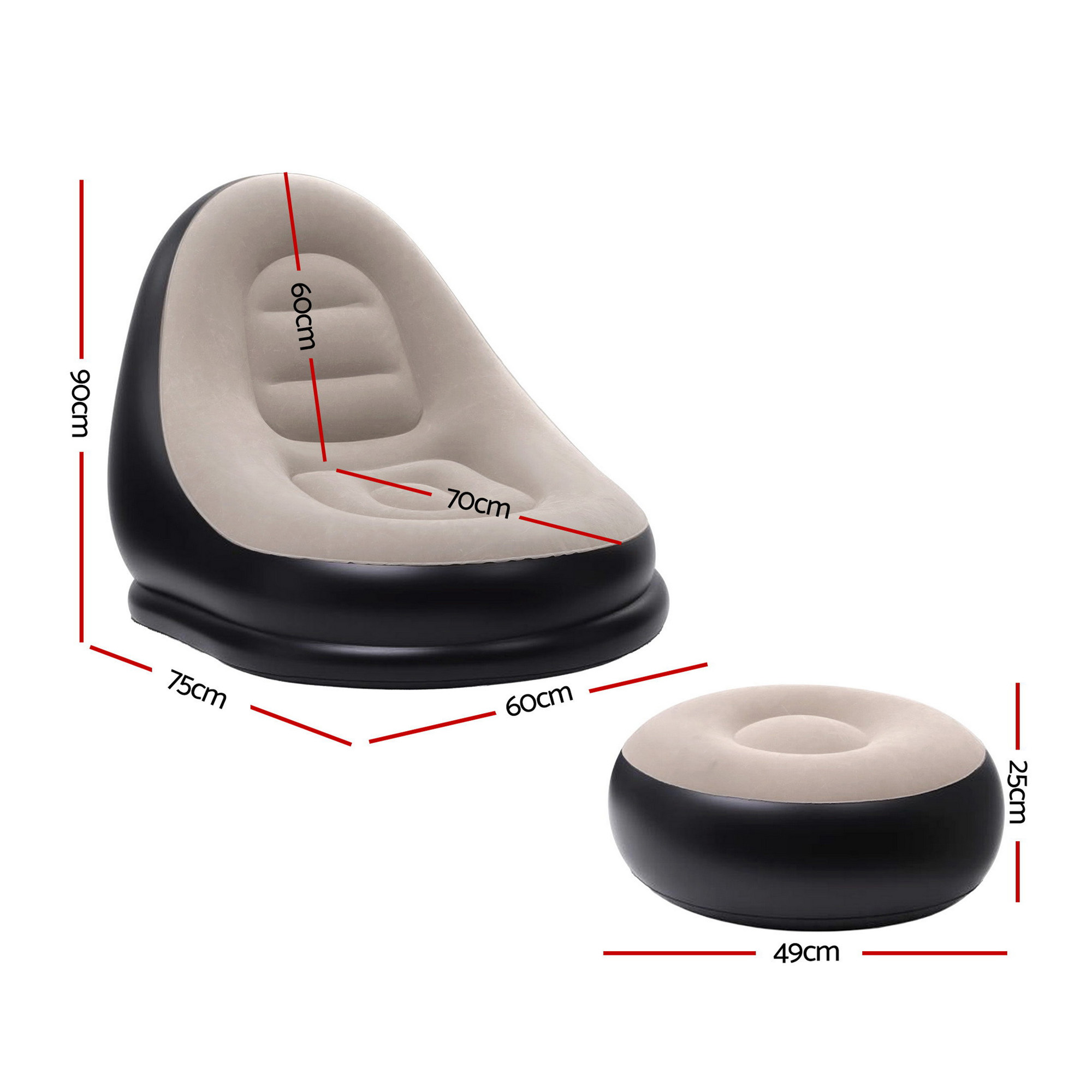 Gardeon Inflatable Chair with Ottoman & Pump view 2
