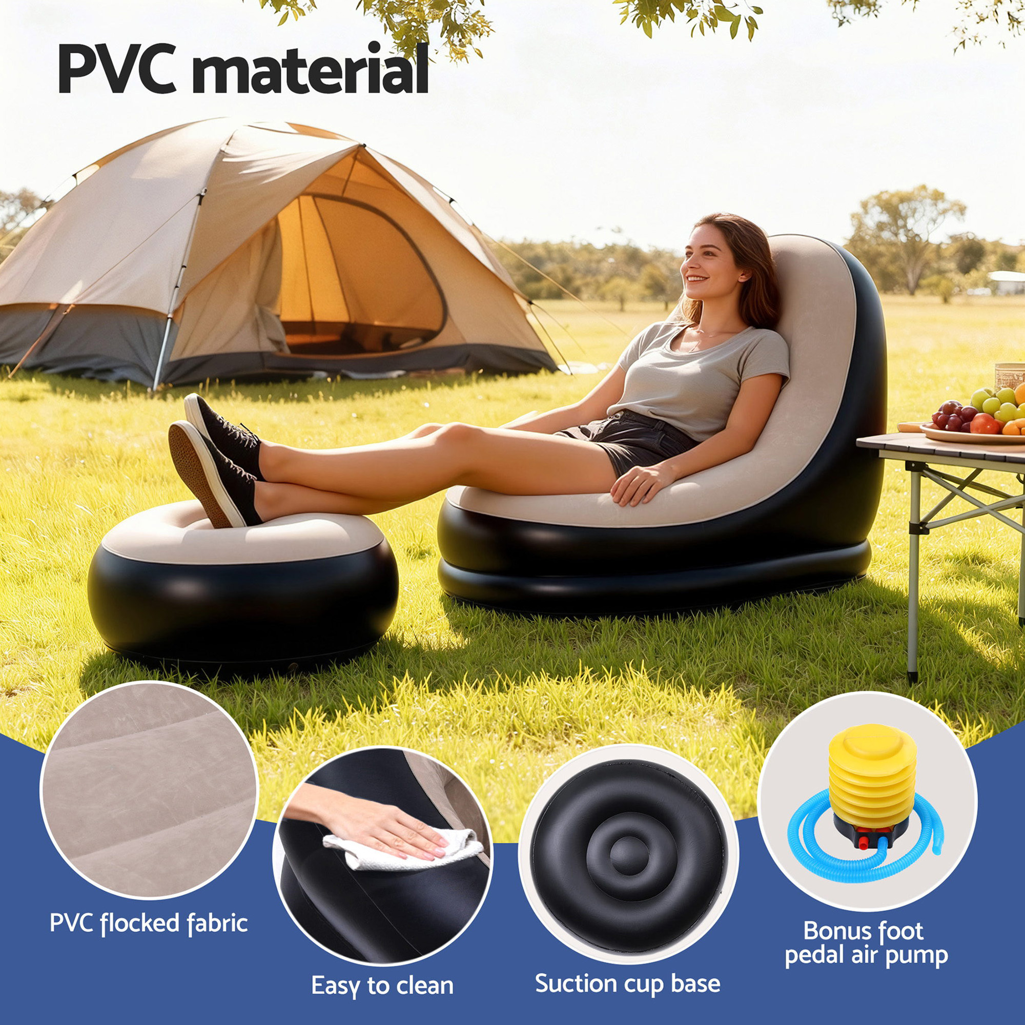 Gardeon Inflatable Chair with Ottoman & Pump view 5