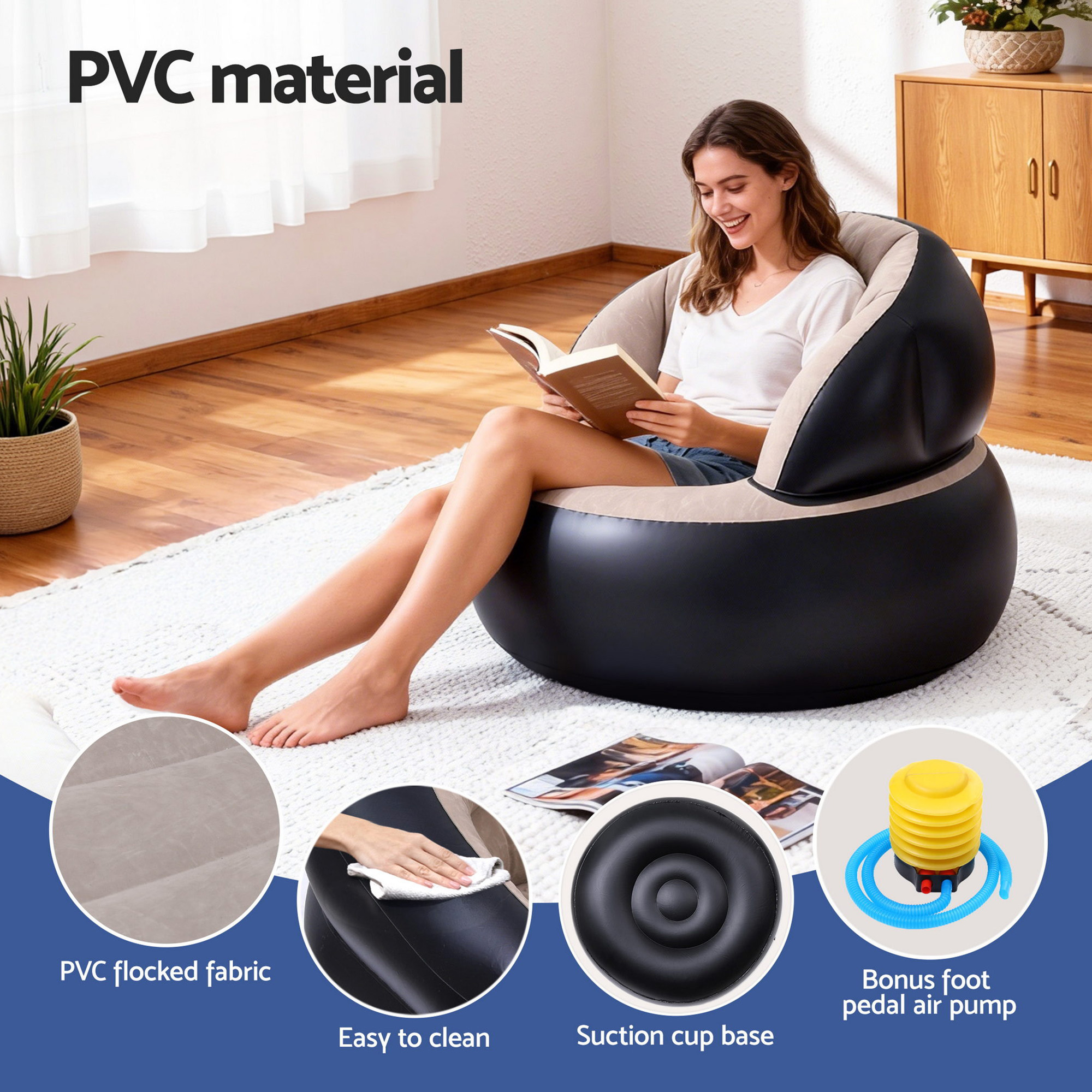Gardeon Foldable Inflatable Chair Sofa with Pump view 4