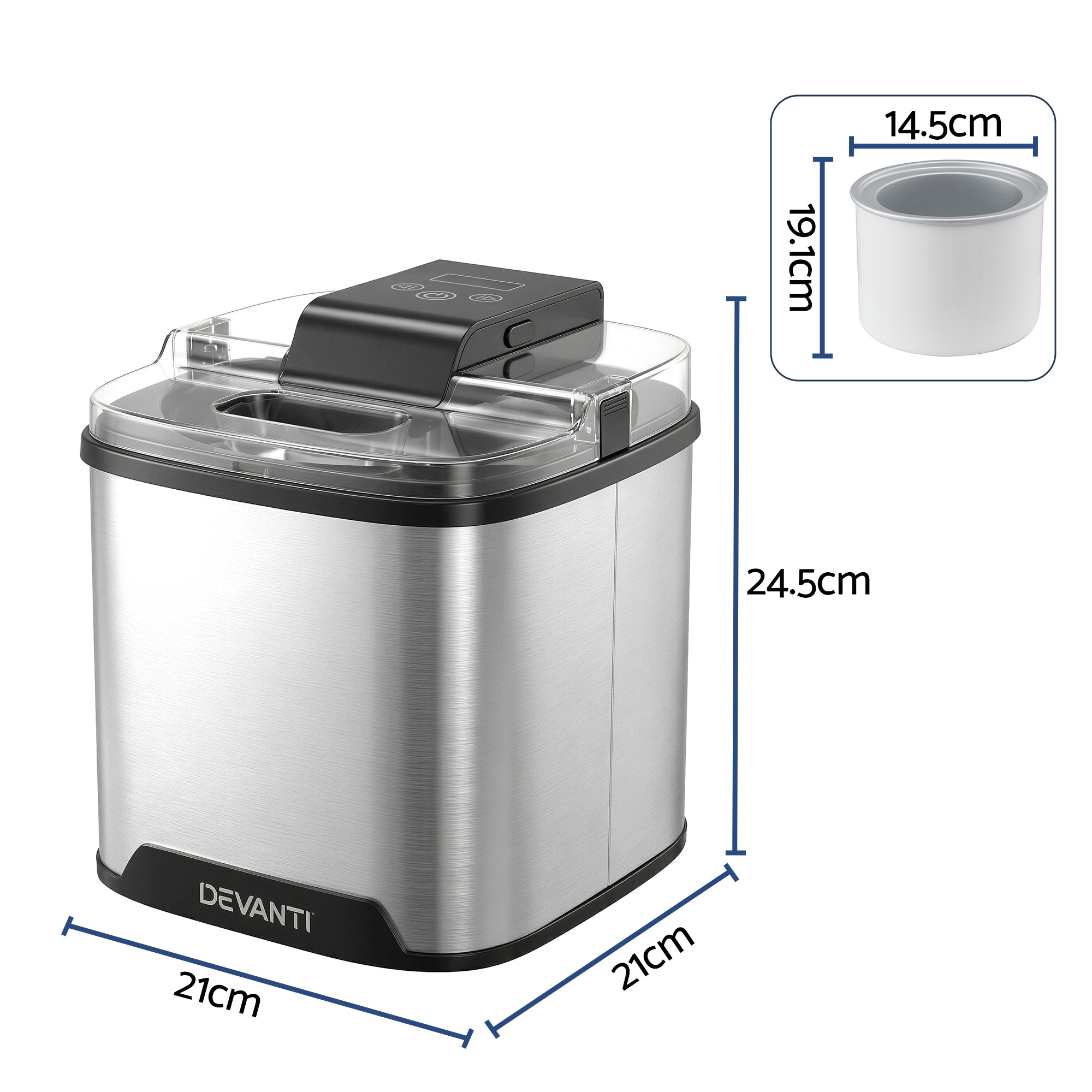 Devanti 2L Ice Cream Maker Machine view 2