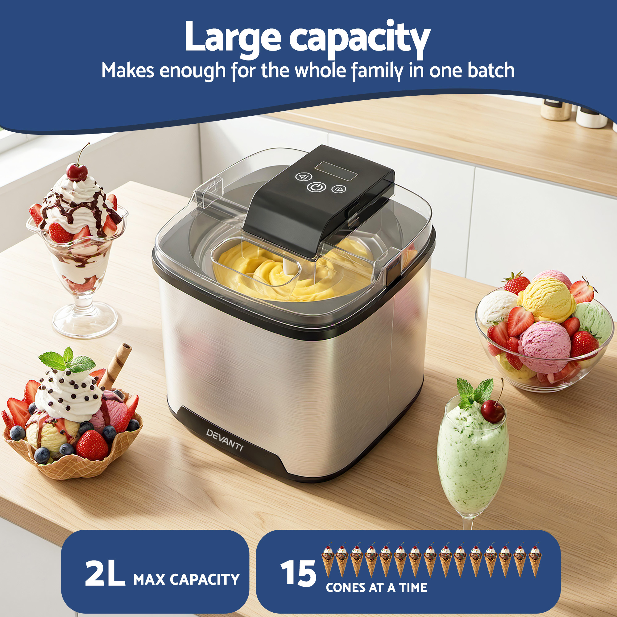 Devanti 2L Ice Cream Maker Machine view 4