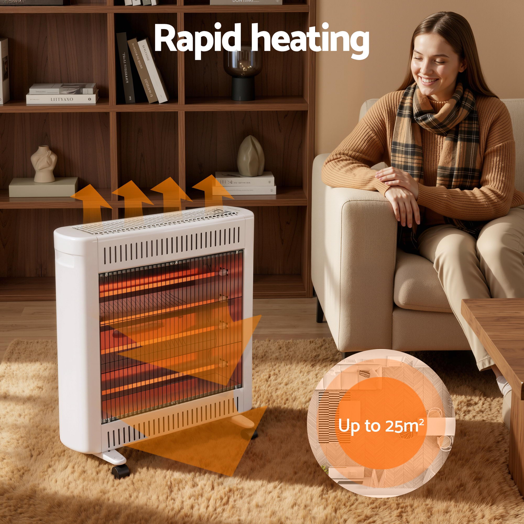 Devanti 2200W Portable Infrared Heater White view 4