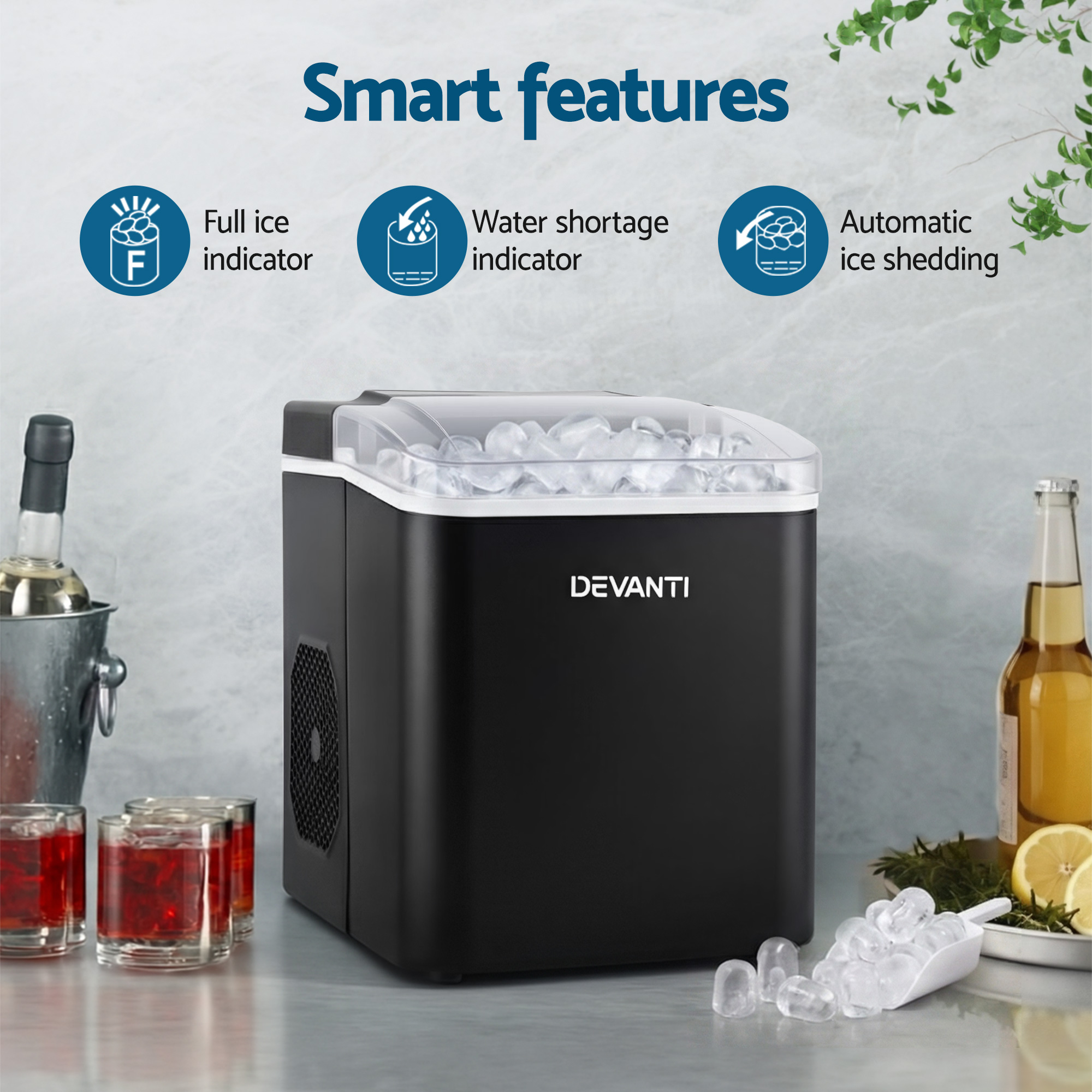 Devanti Portable Ice Maker Machine 1.2L Self Cleaning view 5