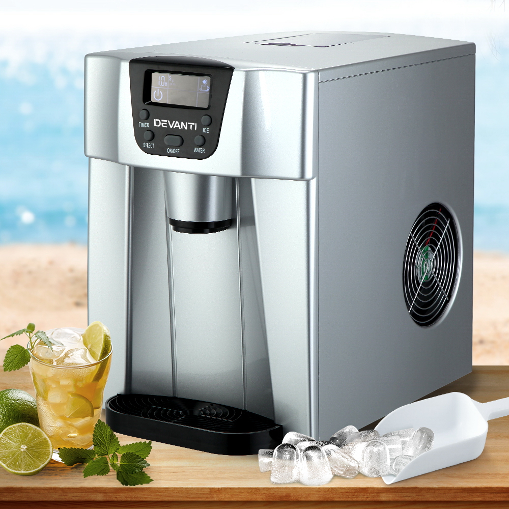 Devanti 2L Ice Cuber Maker and Water Dispenser Silver