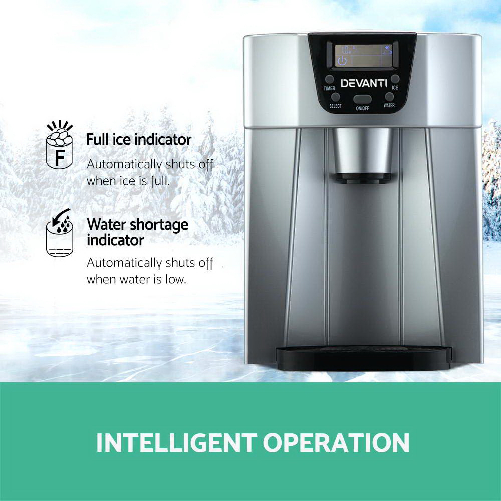 Devanti 2L Ice Cuber Maker and Water Dispenser Silver view 5