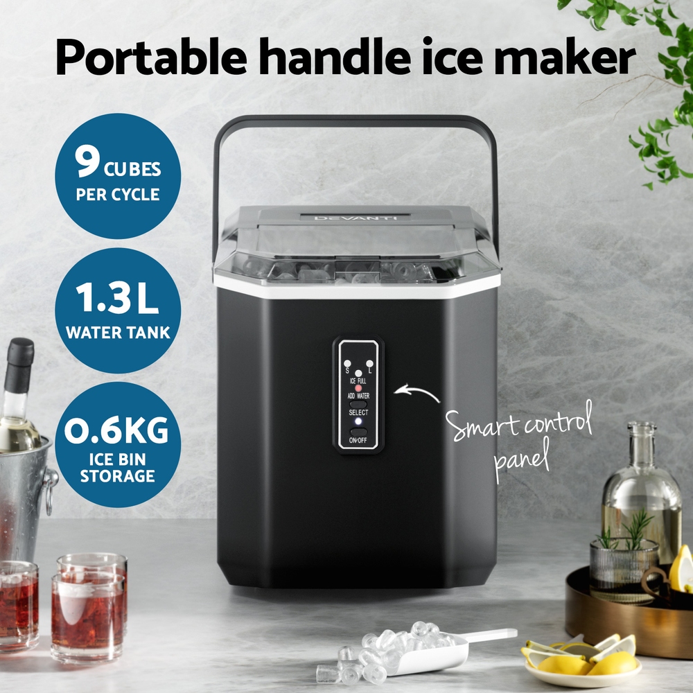 Devanti 12kg Ice Maker Machine with Scoop Holder Black view 4