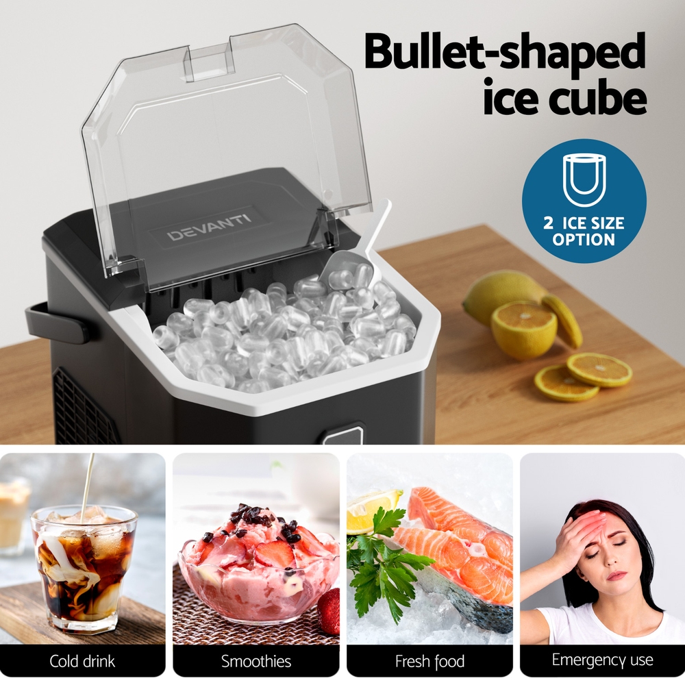 Devanti 12kg Ice Maker Machine with Scoop Holder Black view 5