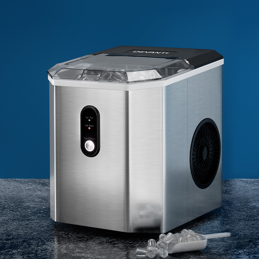 Devanti Ice Maker Machine Bar Countertop Stainless Steel