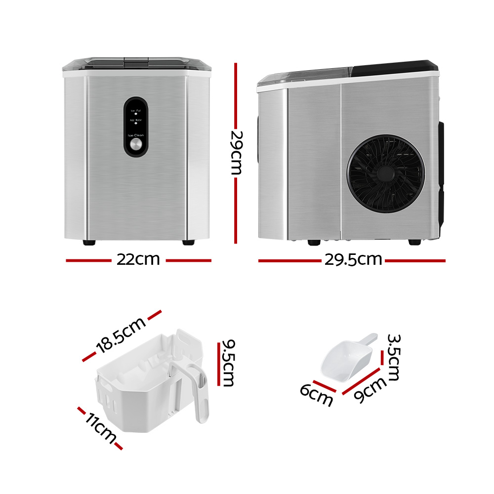 Devanti Ice Maker Machine Bar Countertop Stainless Steel view 2