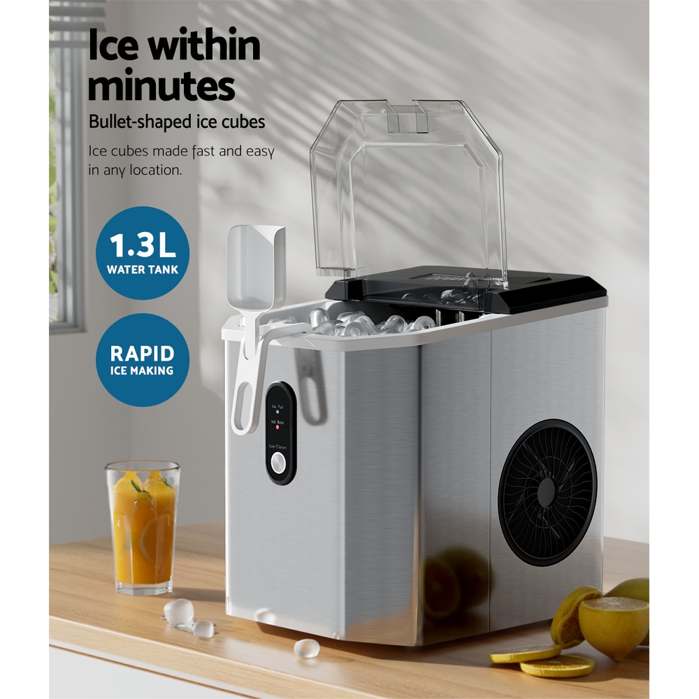 Devanti Ice Maker Machine Bar Countertop Stainless Steel view 4