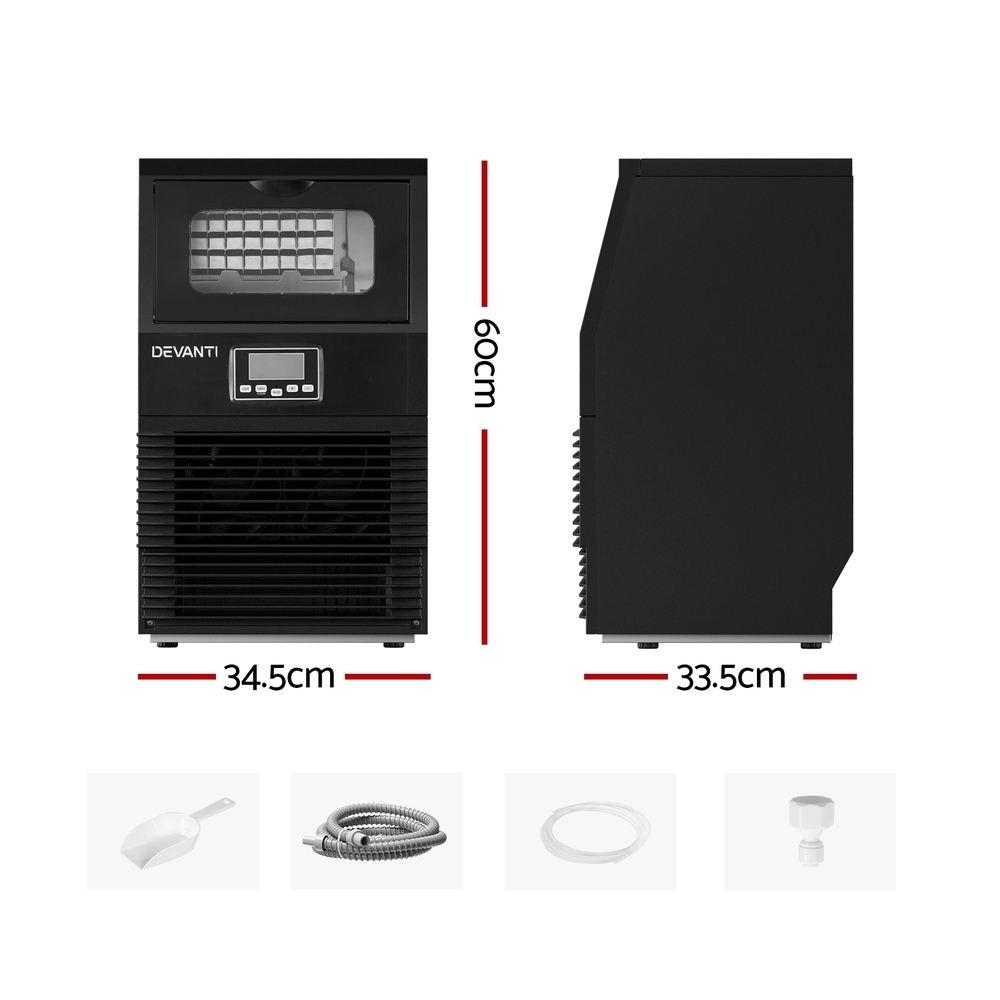 Devanti Commercial Ice Maker 30kg Cube Machine view 2
