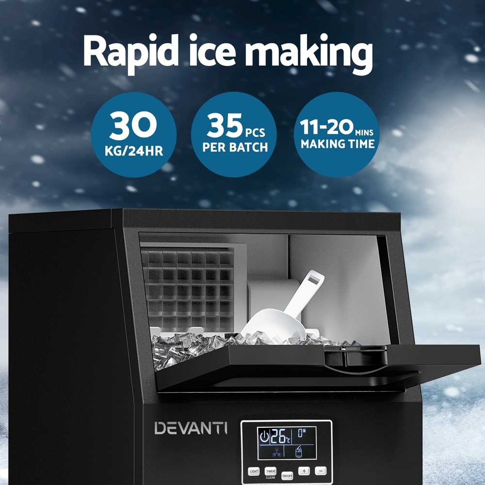 Devanti Commercial Ice Maker 30kg Cube Machine view 4
