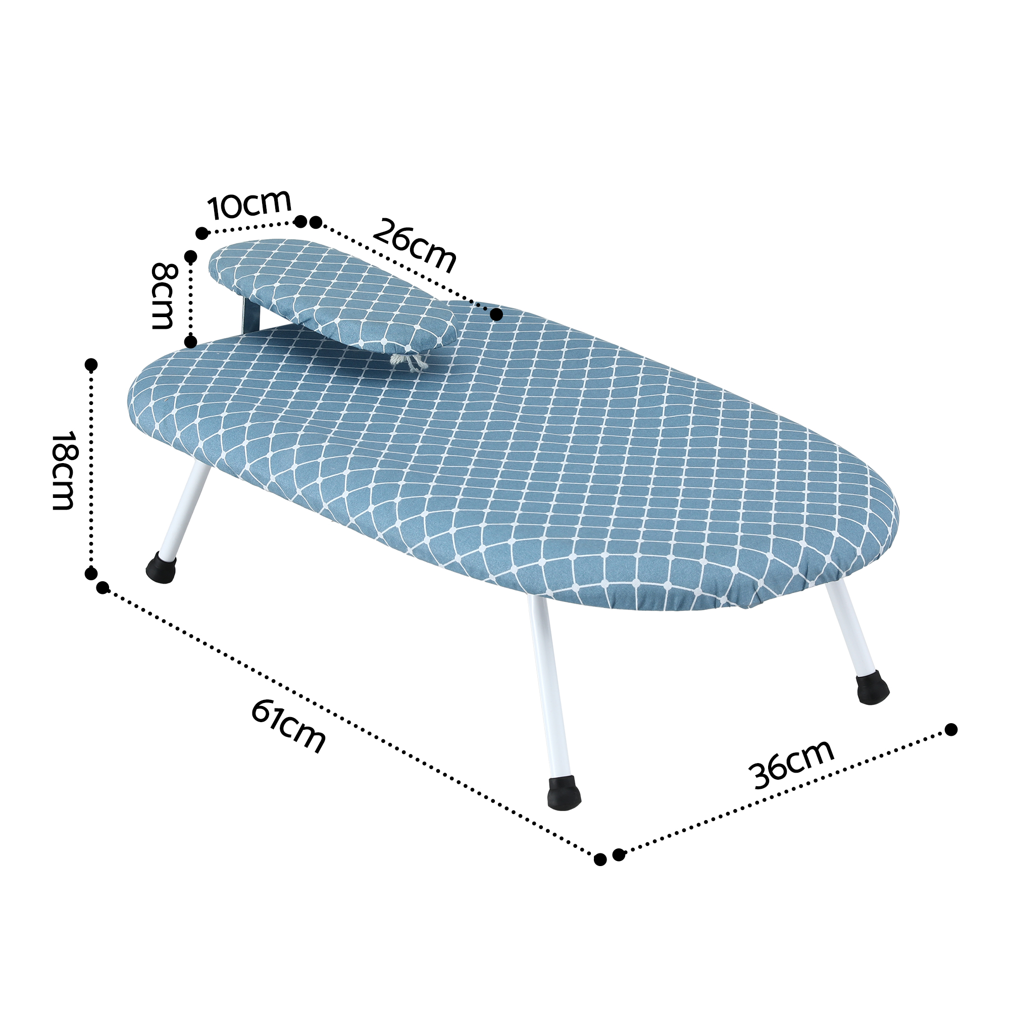 Artiss Tabletop Ironing Board with Folding Legs Blue view 2