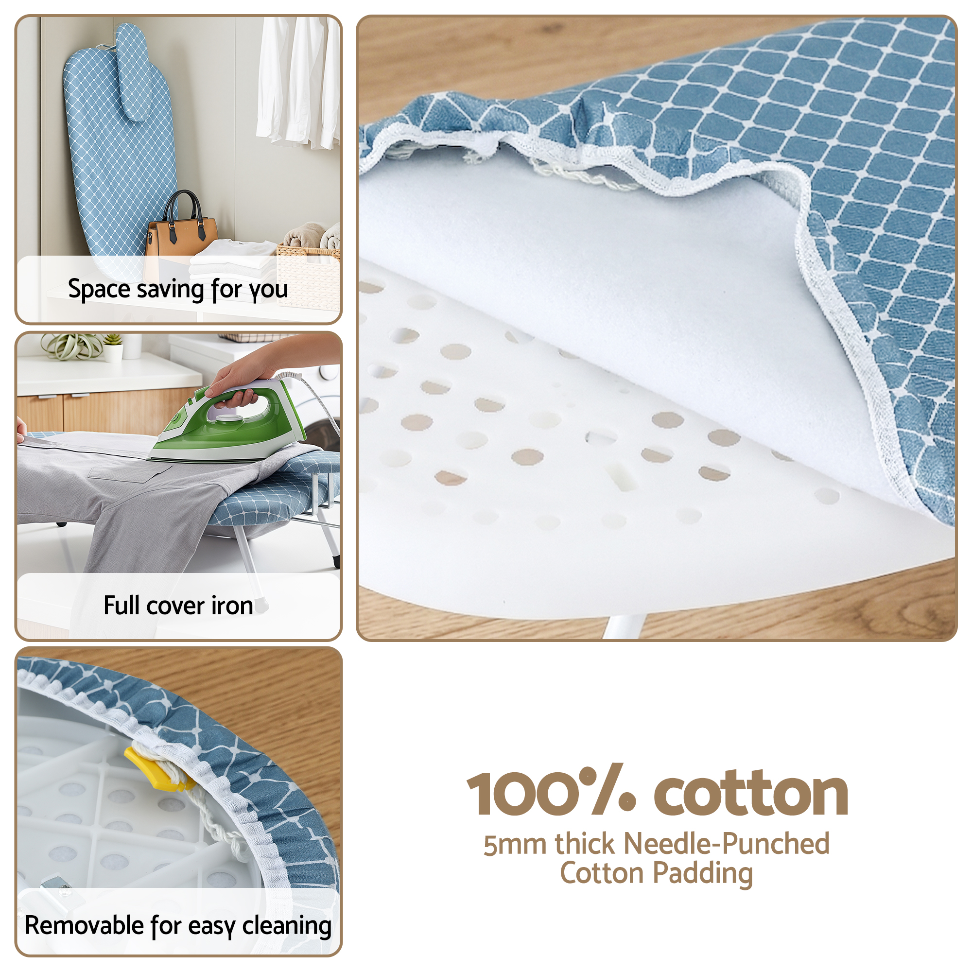 Artiss Tabletop Ironing Board with Folding Legs Blue view 5