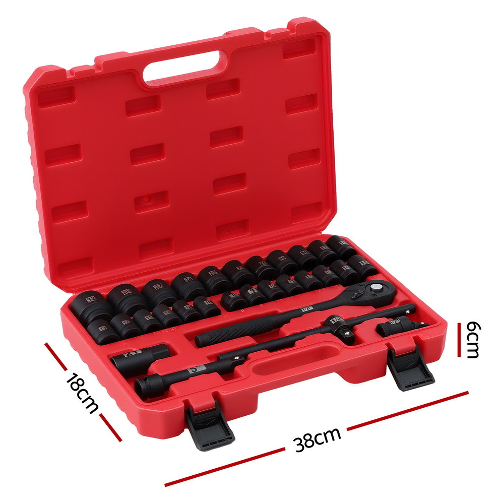 Giantz 30pc 1/2 Inch Drive Socket Set Cr-V 8 to 32mm view 2