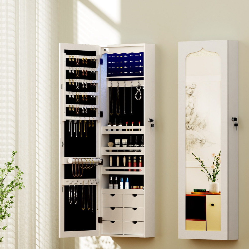 Artiss LED Jewellery Cabinet with Mirror Lockable