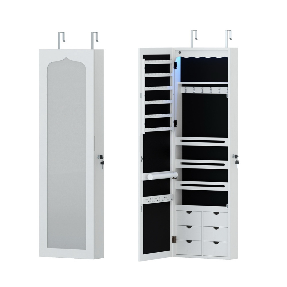 Artiss LED Jewellery Cabinet with Mirror Lockable view 3