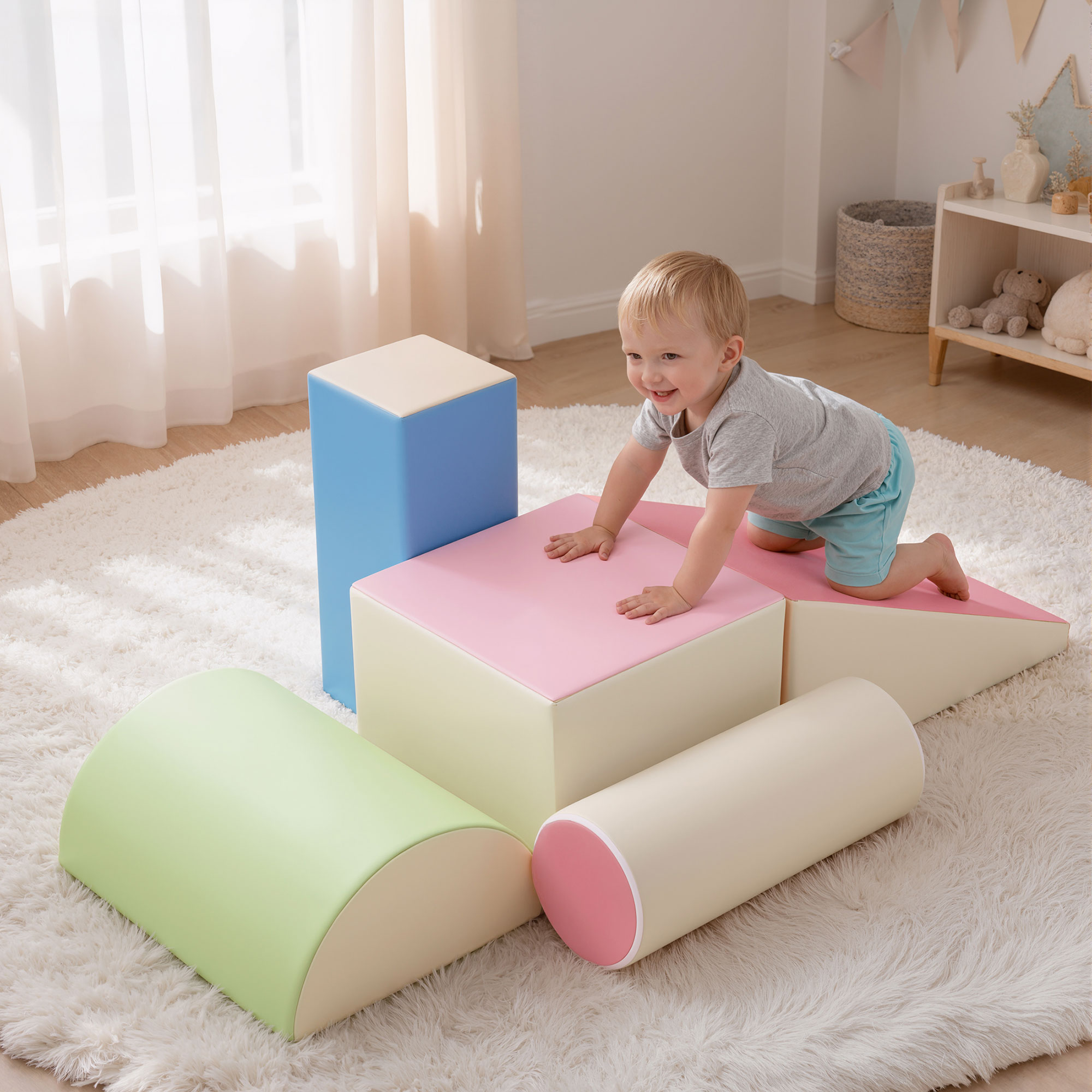 Keezi Kids Climbing Blocks 5-Piece Foam Slide Playset
