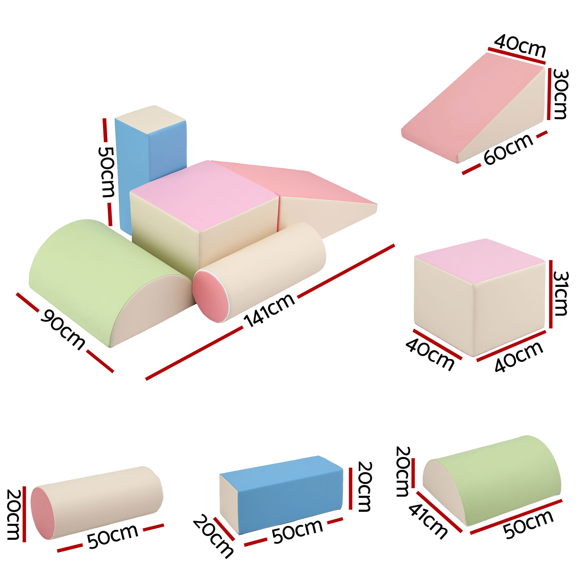 Keezi Kids Climbing Blocks 5-Piece Foam Slide Playset view 2