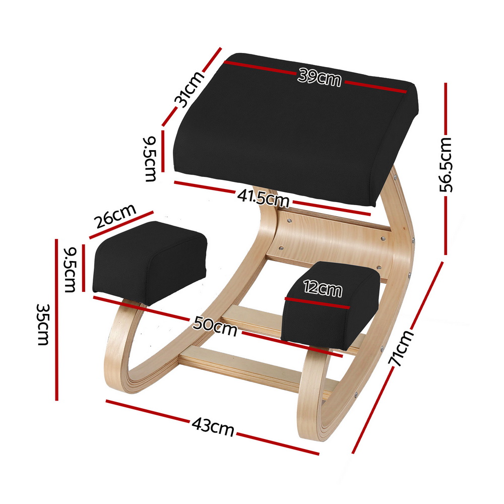 Artiss Kneeling Chair with Memory Foam 120kg Capacity Black view 2