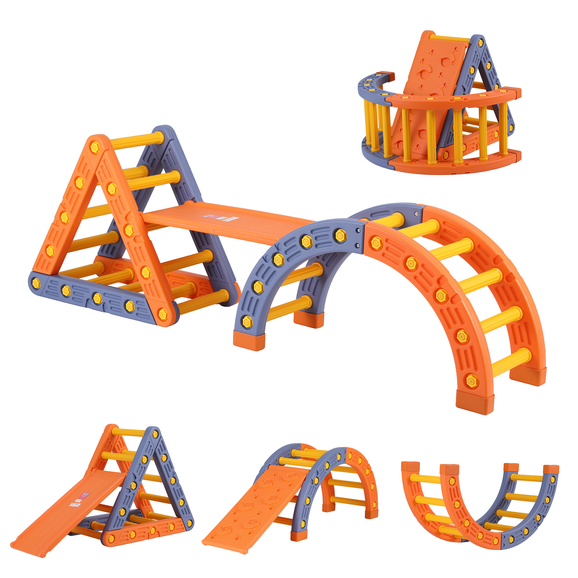 Keezi Kids 2-in-1 Climbing Frame Set Triangle with Arch view 2