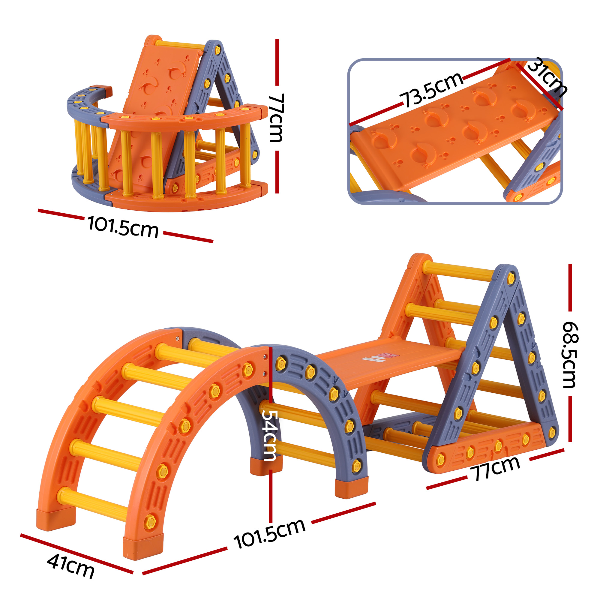 Keezi Kids 2-in-1 Climbing Frame Set Triangle with Arch view 3