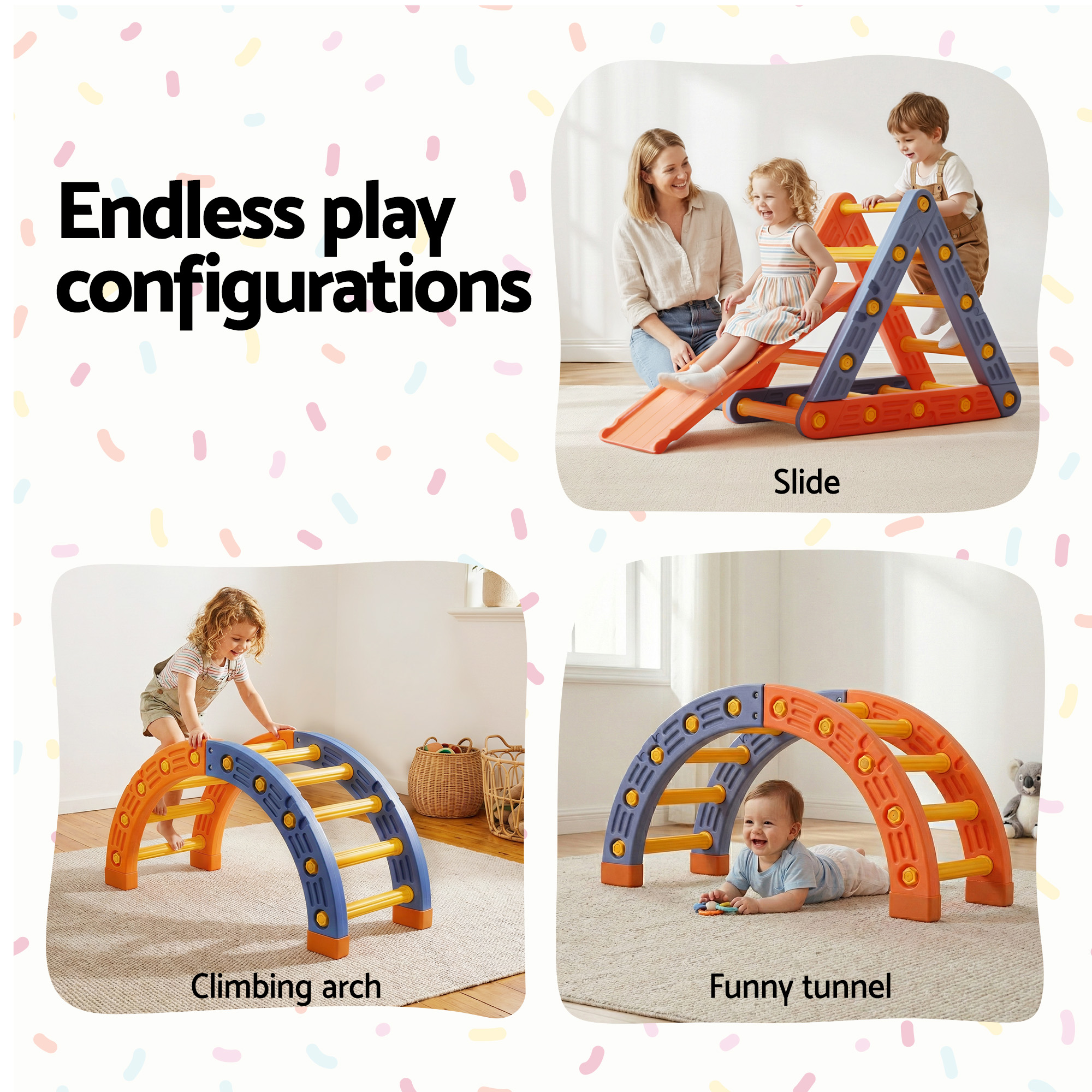 Keezi Kids 2-in-1 Climbing Frame Set Triangle with Arch view 5