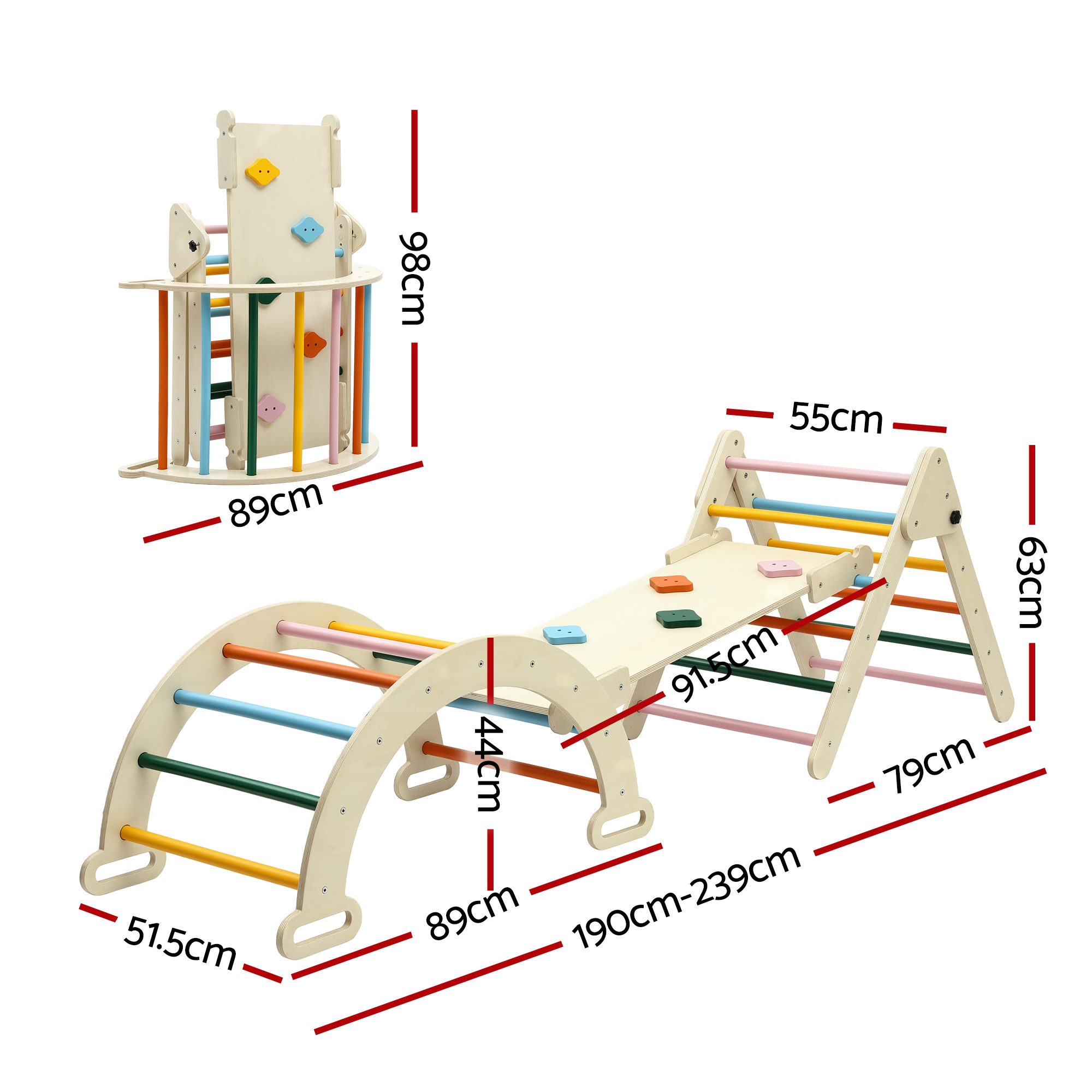 Keezi 3-in-1 Pikler Climbing Toys Set with Slide view 2