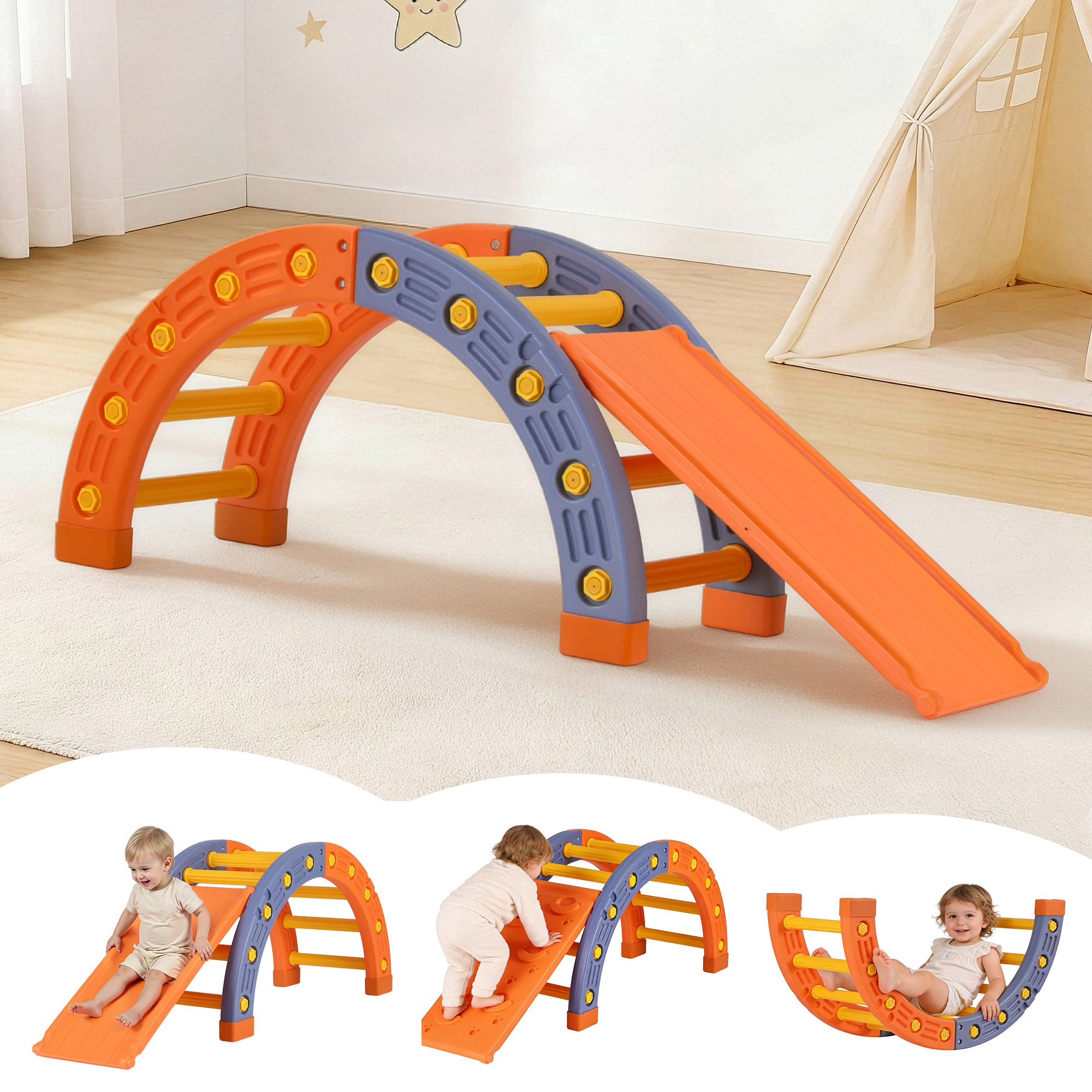 Keezi Kids Climbing Frame Set with Slide and Arch