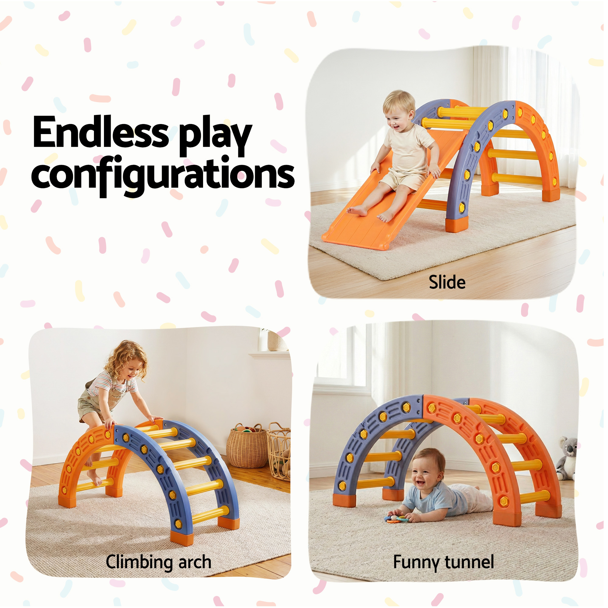 Keezi Kids Climbing Frame Set with Slide and Arch view 4