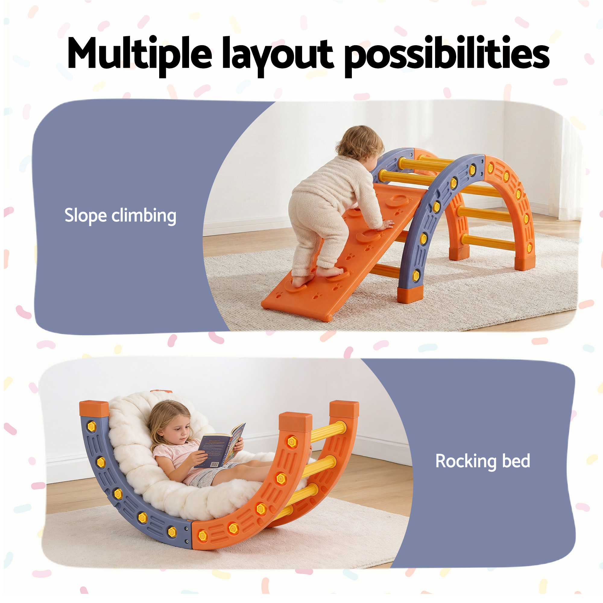 Keezi Kids Climbing Frame Set with Slide and Arch view 5