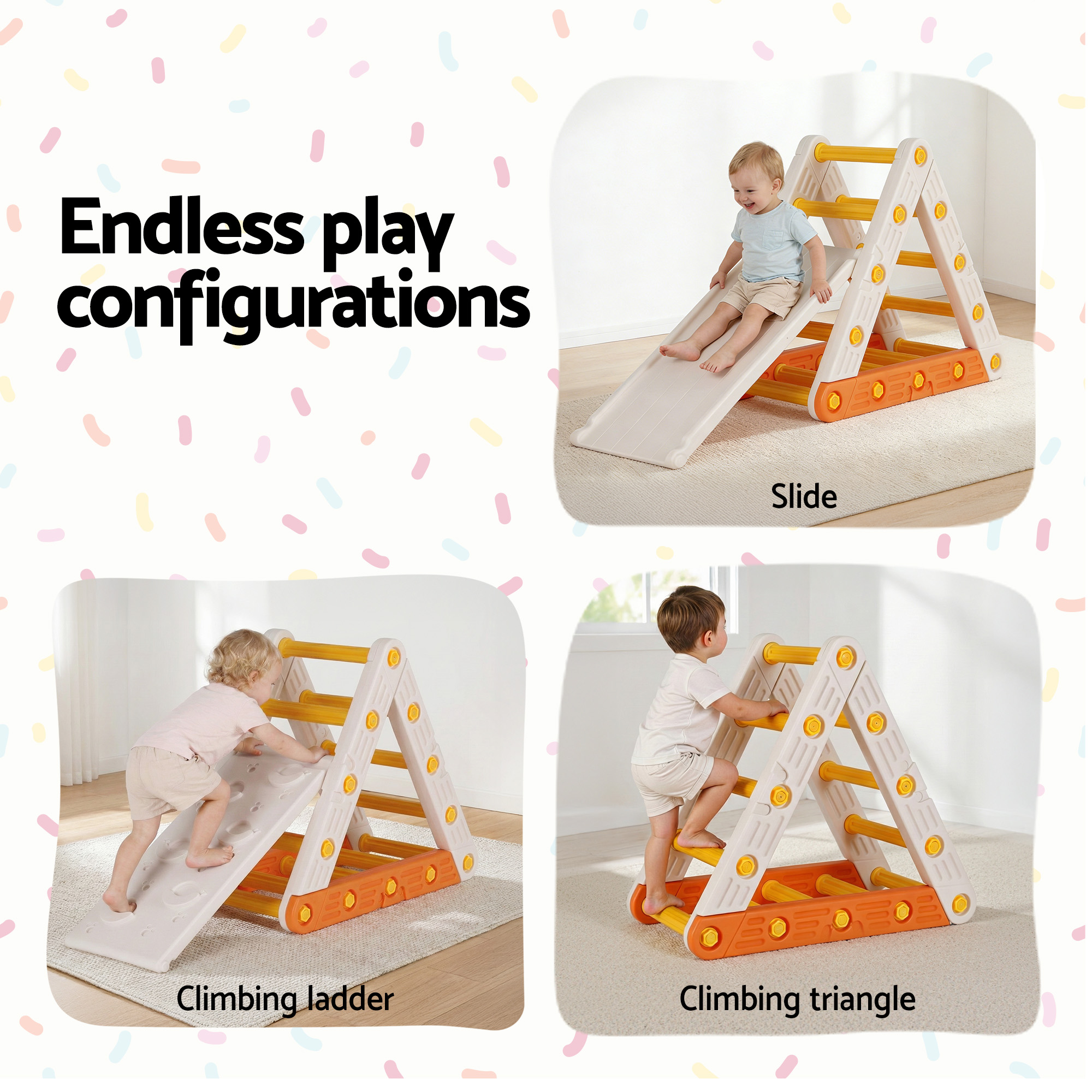 Keezi Kids Climbing Frame Set with Slide Pikler Triangle view 4