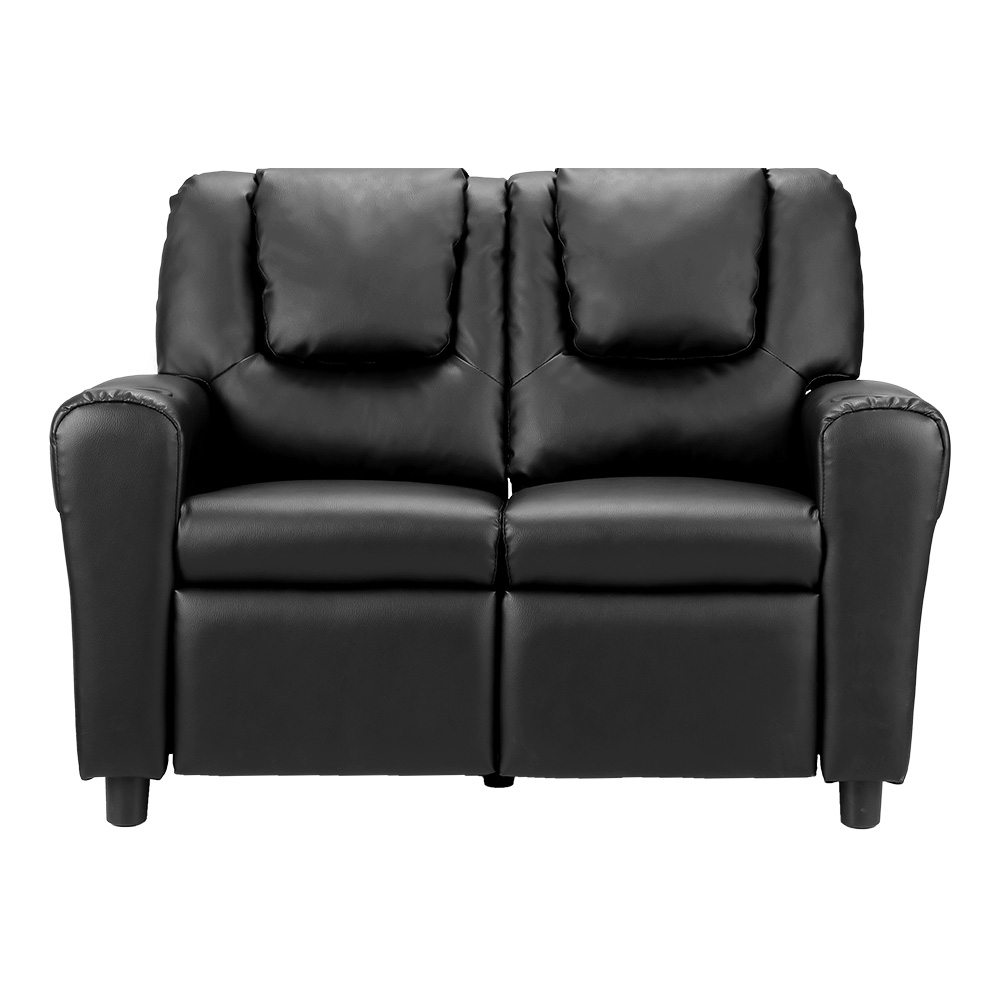 Keezi Kids Black Double Recliner Chair PU Leather Sofa view 3