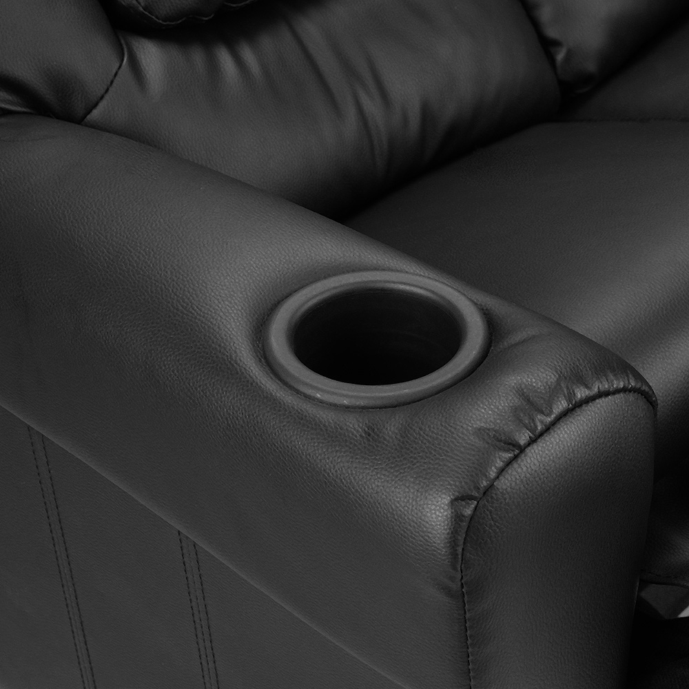 Keezi Kids Black Double Recliner Chair PU Leather Sofa view 4