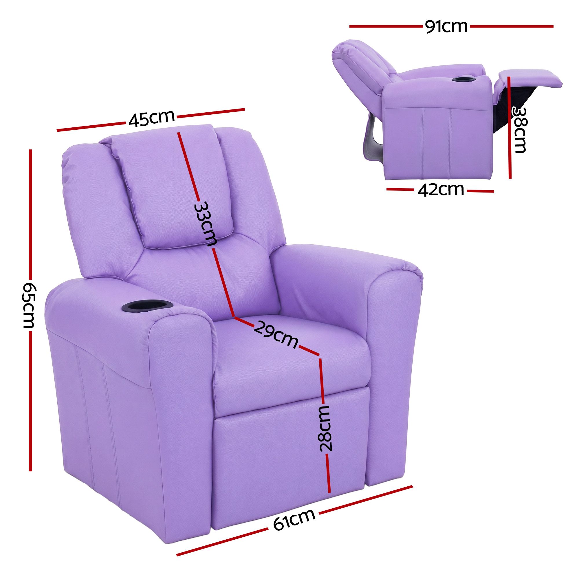 Keezi Kids PU Leather Recliner Chair for Relaxing view 2